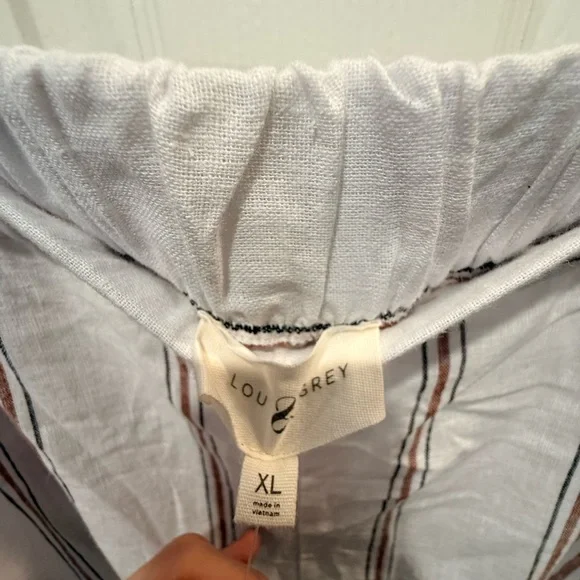 Lou & Grey Linen Blend Striped Wide Leg Pants XL Neutral Summer NWT - Picture 4 of 6